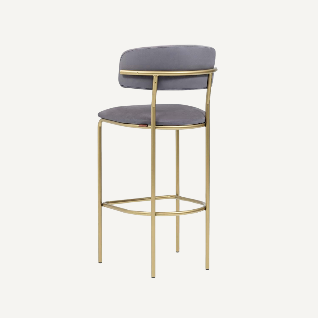 Tabouret de bar doré et velours Artos
