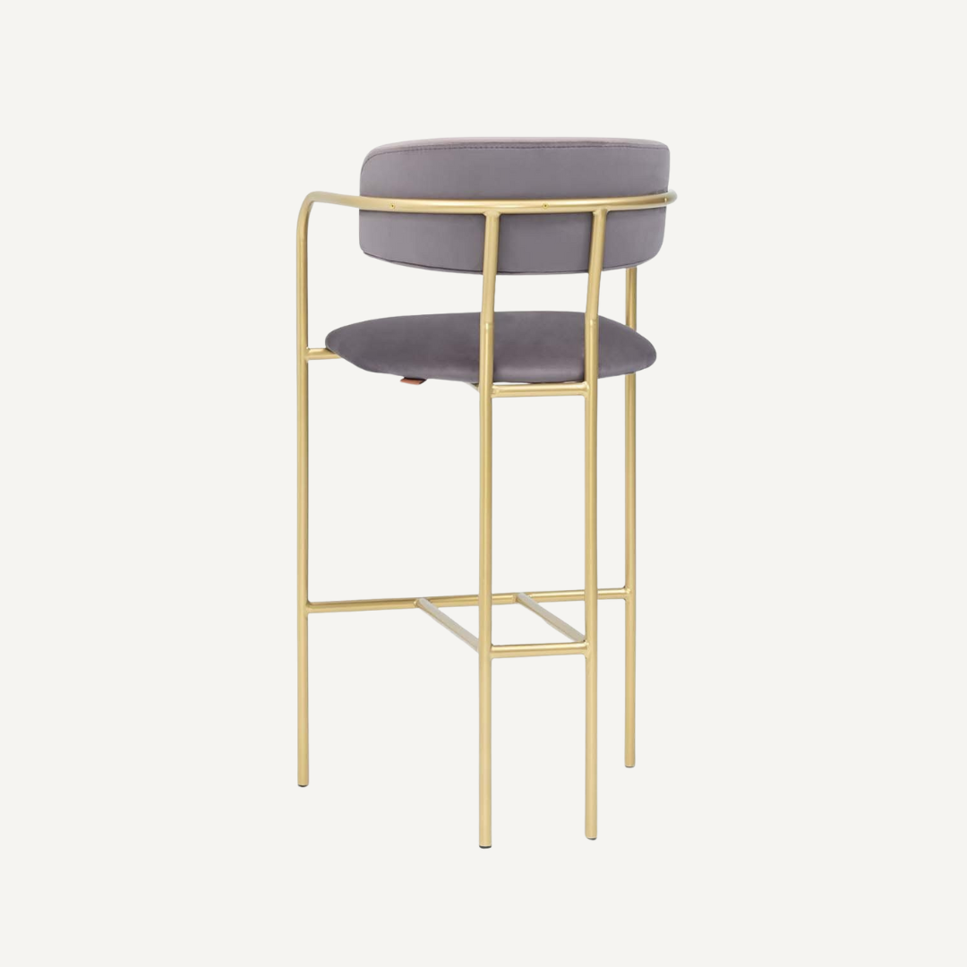 Tabouret de bar doré et velours Artos