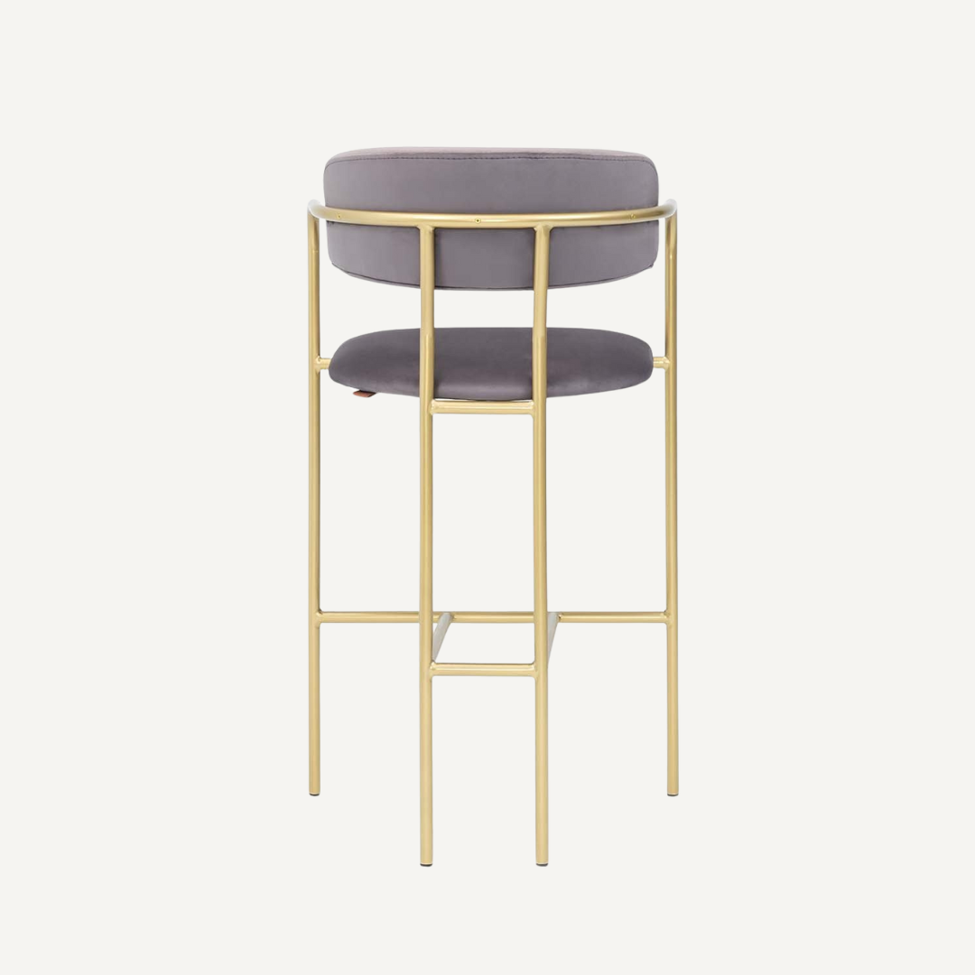 Tabouret de bar doré et velours Artos