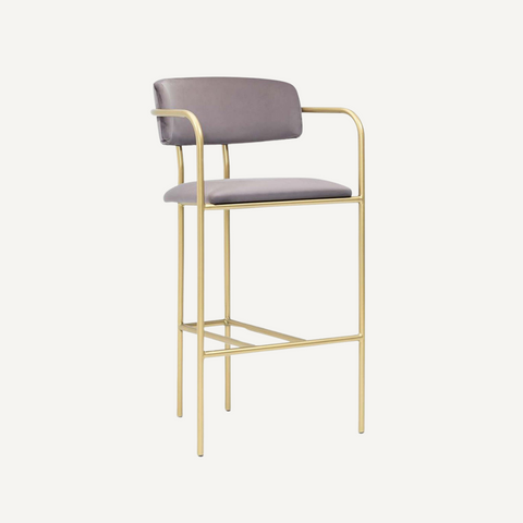 Tabouret de bar doré et velours Artos