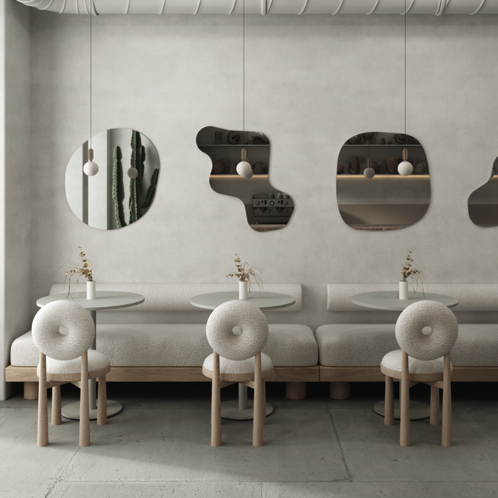 Wood and boucle wool chair DONISE