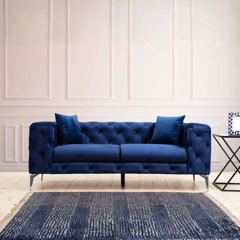Como – Navy Blue 2 Seater Sofa | Compact Modern Couch for Two