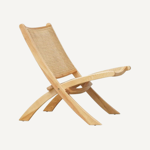 Chaise pliable en bois et cannage FARRAH