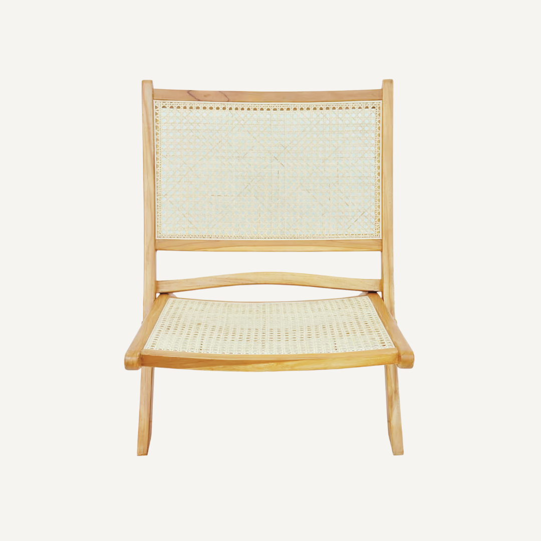 Chaise pliable en bois et cannage FARRAH