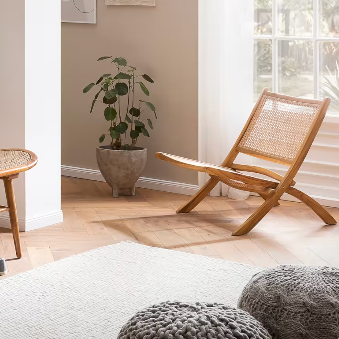 Chaise pliable en bois et cannage FARRAH