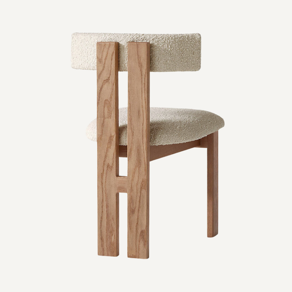 Wood and boucle wool chair LUNA