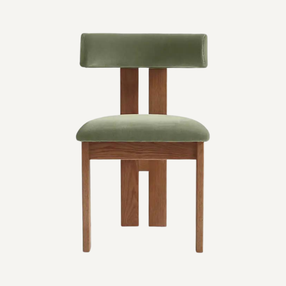 Wood and boucle wool chair LUNA