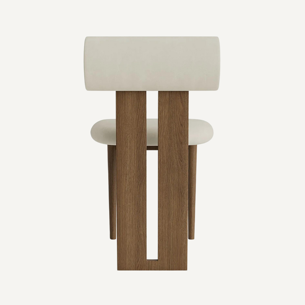 Design chair in wood and bouclé wool AMSI