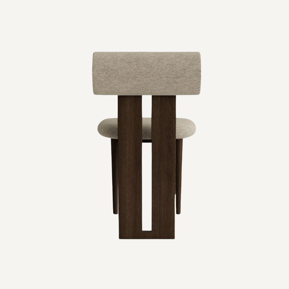 Design chair in wood and bouclé wool AMSI