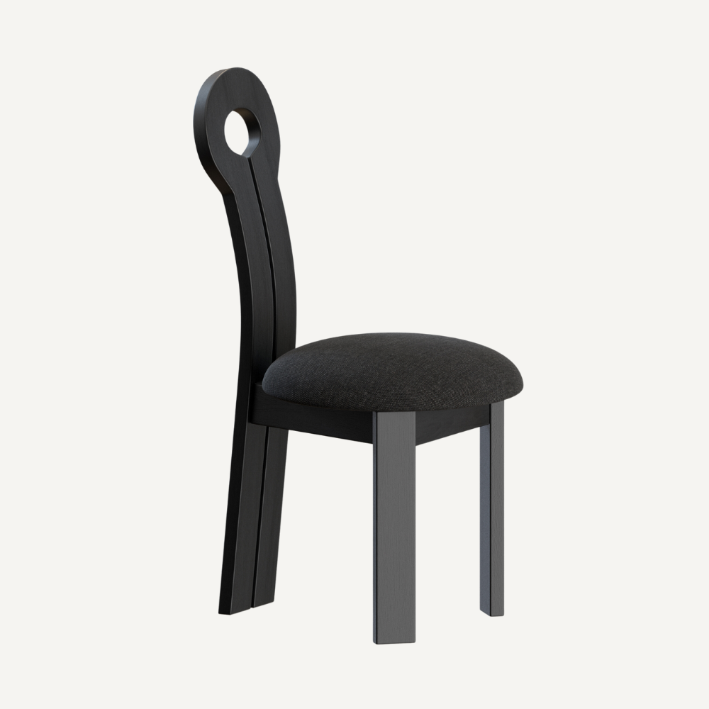 Design chair in wood and boucle wool GALICIA