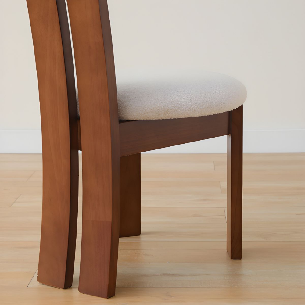 Design chair in wood and boucle wool GALICIA