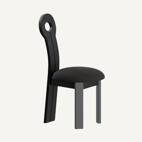 Design chair in wood and boucle wool GALICIA