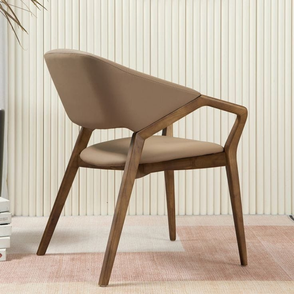 Leather and wood chair PRESIDIA