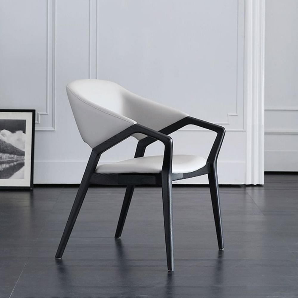 Leather and wood chair PRESIDIA
