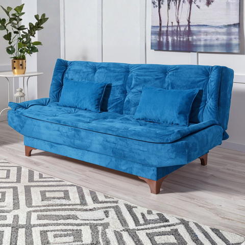 Kelebek - Dark Blue 3-Seater Sofa Bed | Large Pull-Out Couch for Guests
