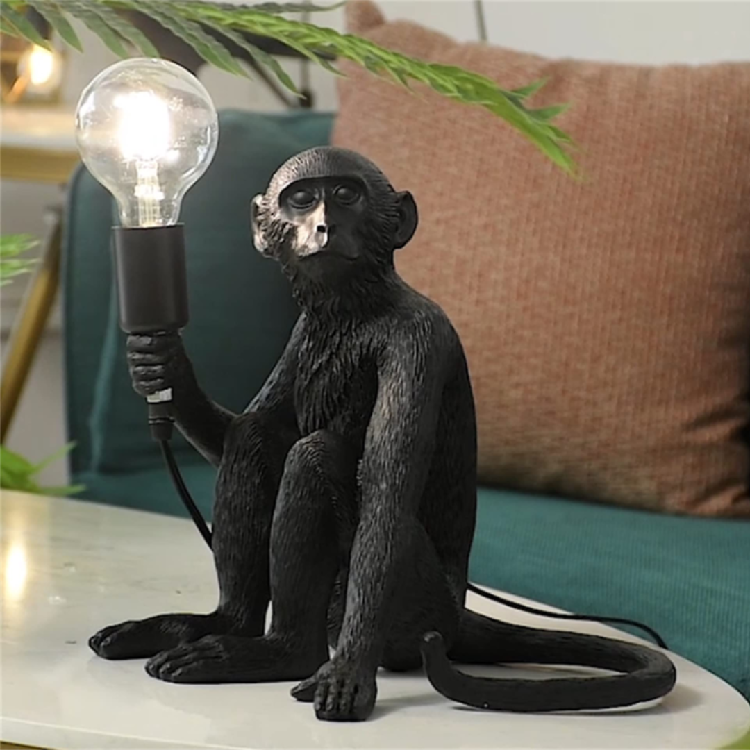 Monkey seated table lamp