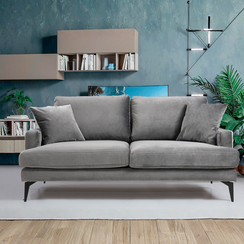 Papira – Grey 2 Seater Sofa | Compact Modern Couch for Two