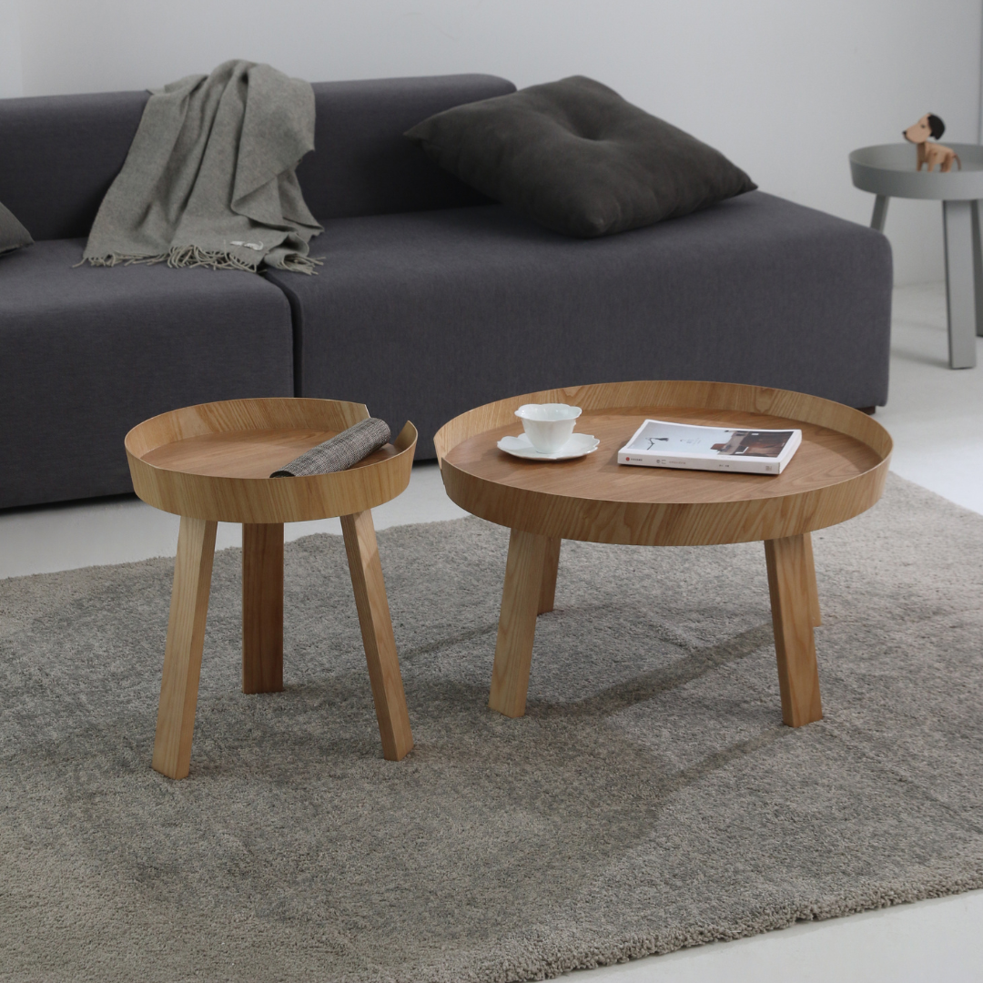 Round Wooden Low Table - Sowa