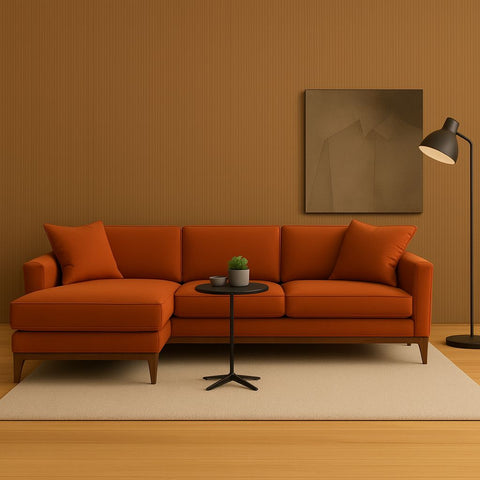Petra – Orange L Shape Corner Sofa | Designer Sectional for Living Room