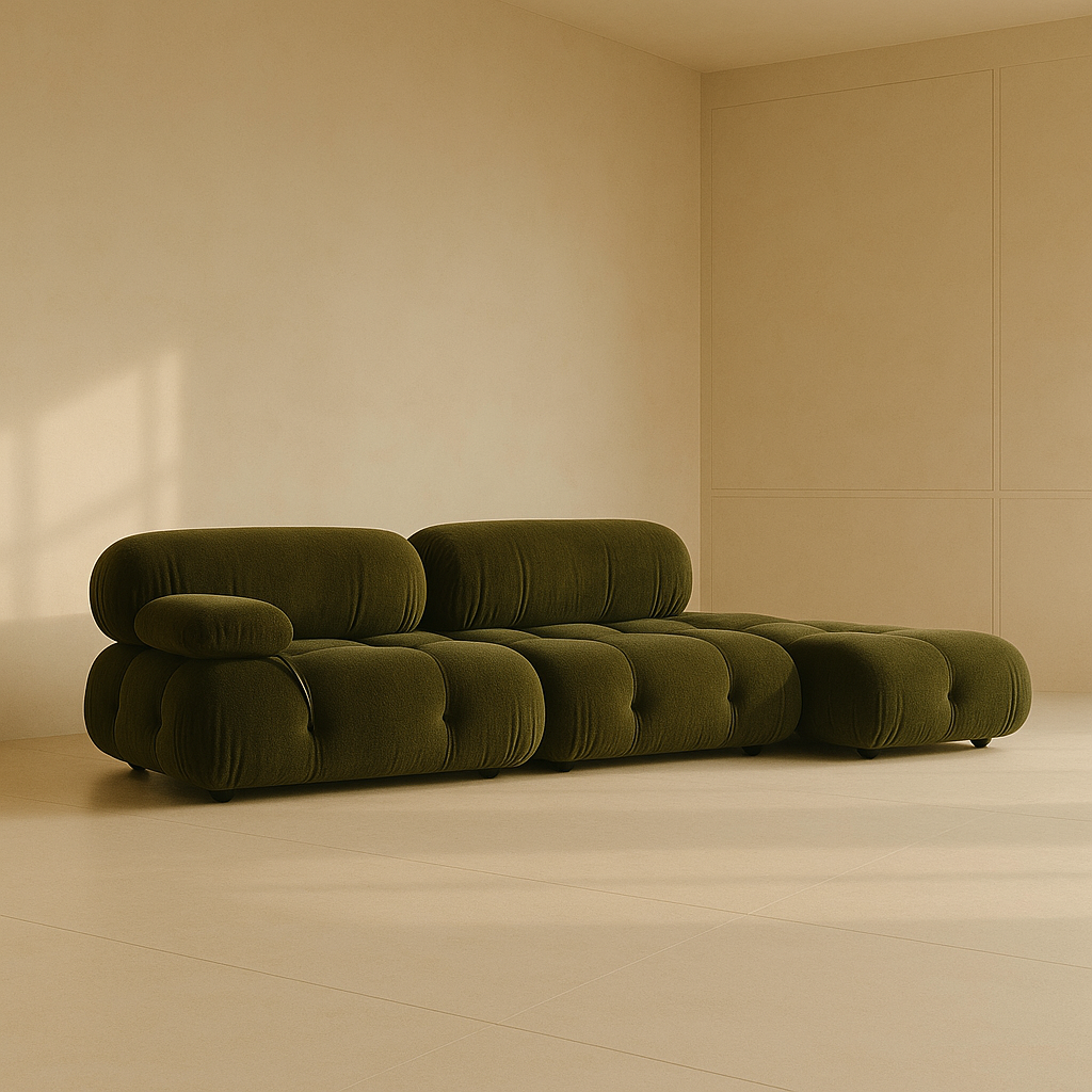 2-seater sofa with rectangular footrest - Camelia