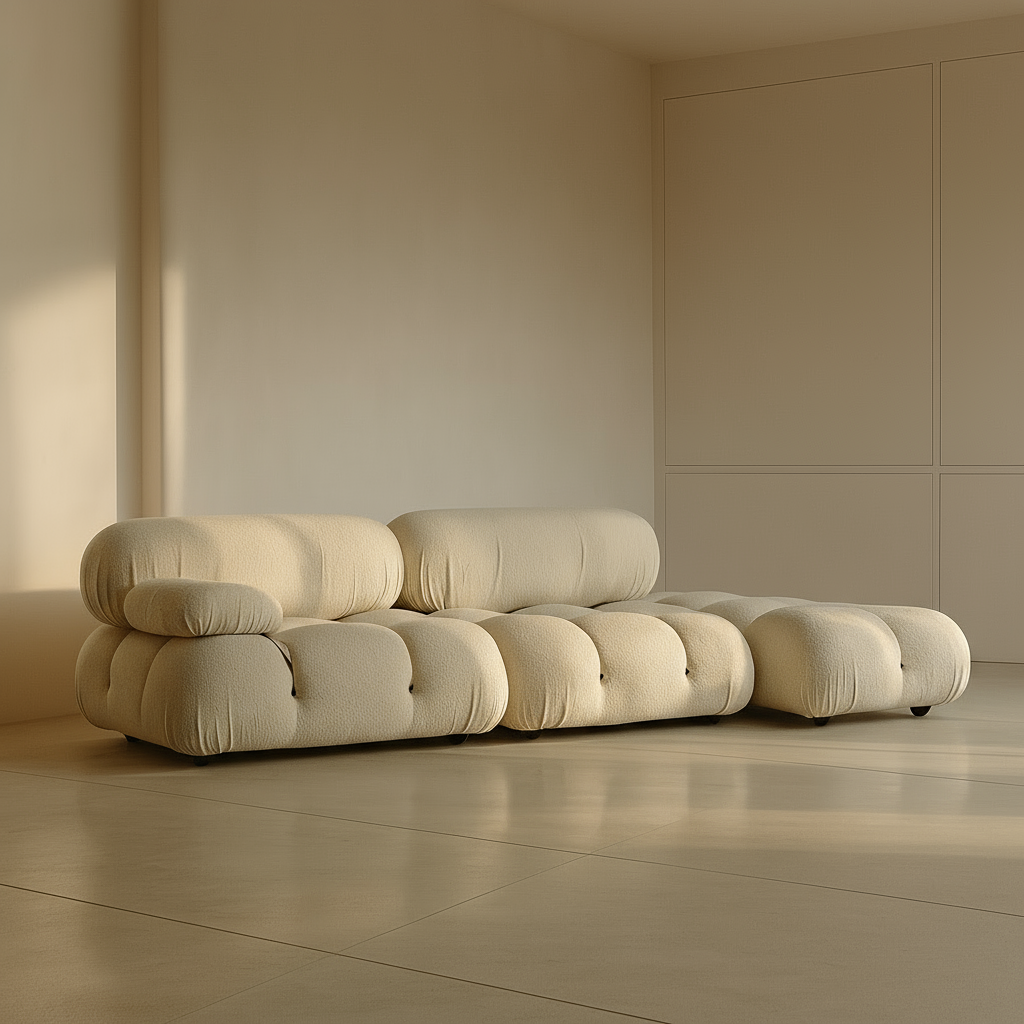 2-seater sofa with rectangular footrest - Camelia