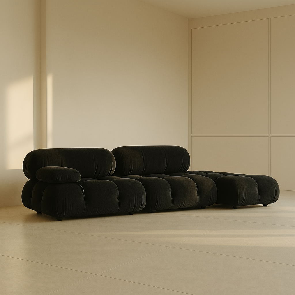 2-seater sofa with rectangular footrest - Camelia