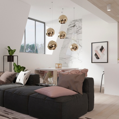 Copper Shade Lamp suspension copper mirror