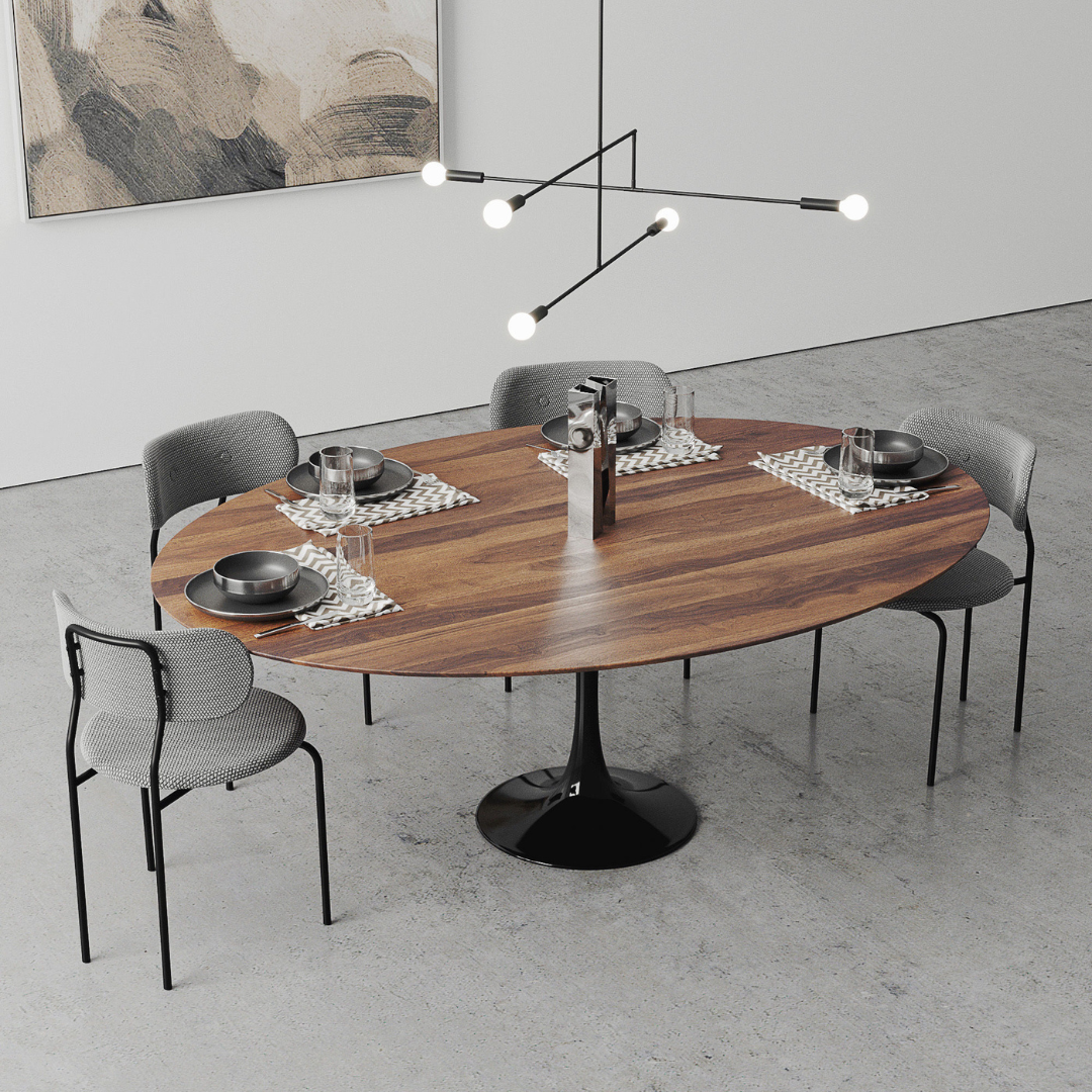 Oval wooden Tulip Table Saarinen