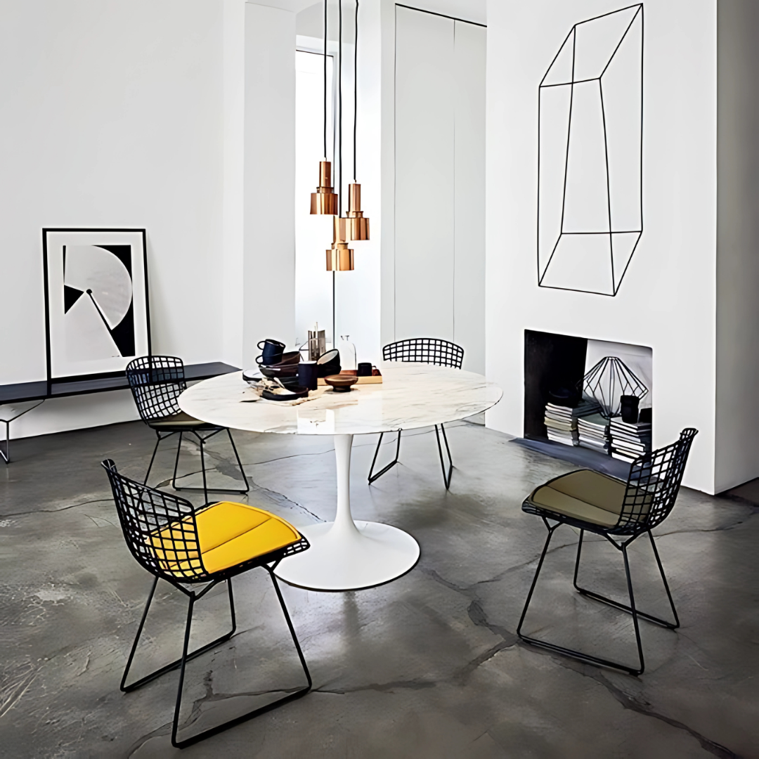 Table Tulipe ronde en marbre blanche ou noire