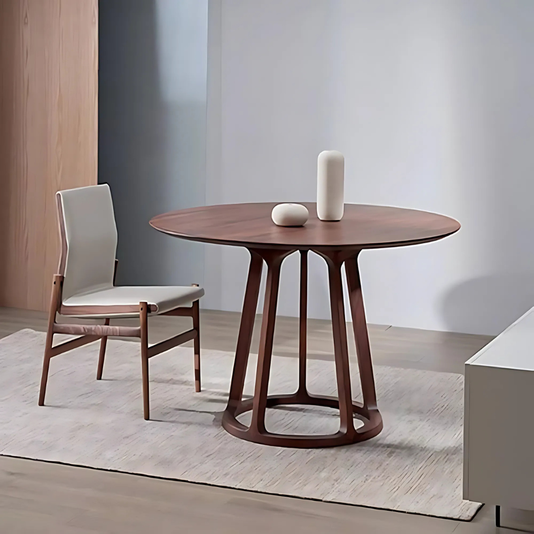 Japandi Massief Ronde Hout Tafel