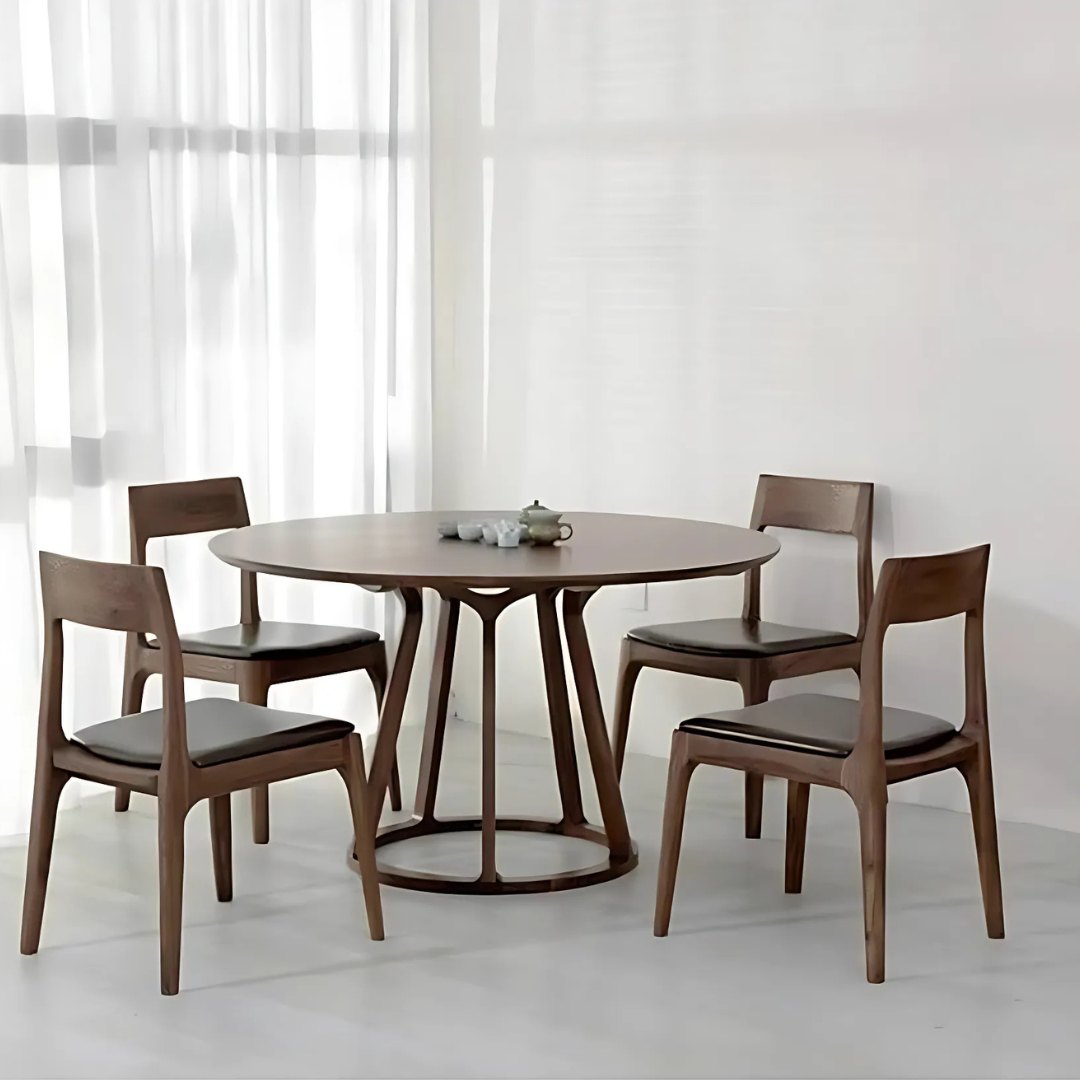 Japandi Massief Ronde Hout Tafel